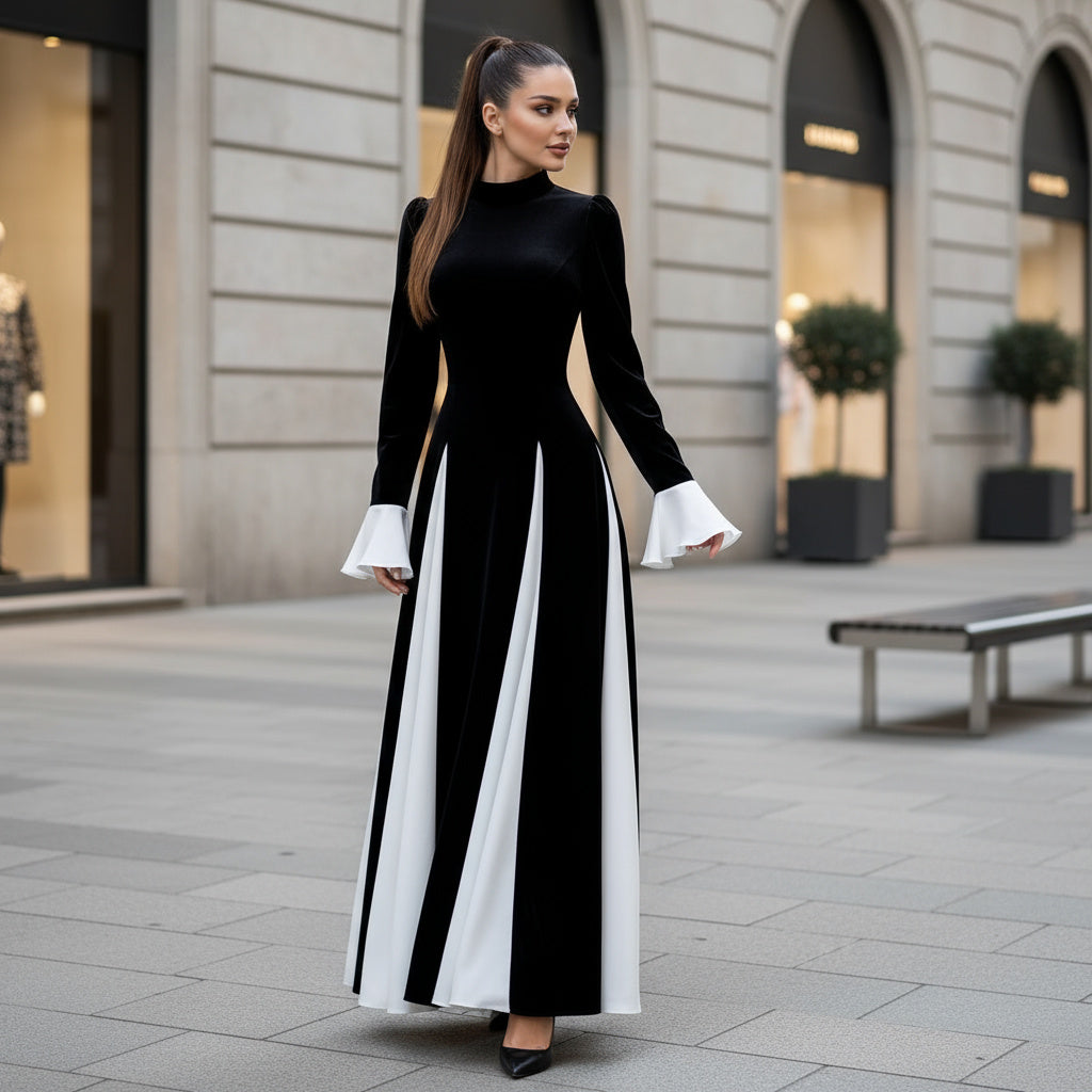 Dina™ | Abito lungo bicolore elegante