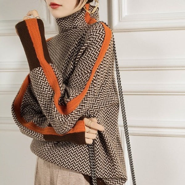 Rosalia | Maglione a collo alto con righe a contrasto