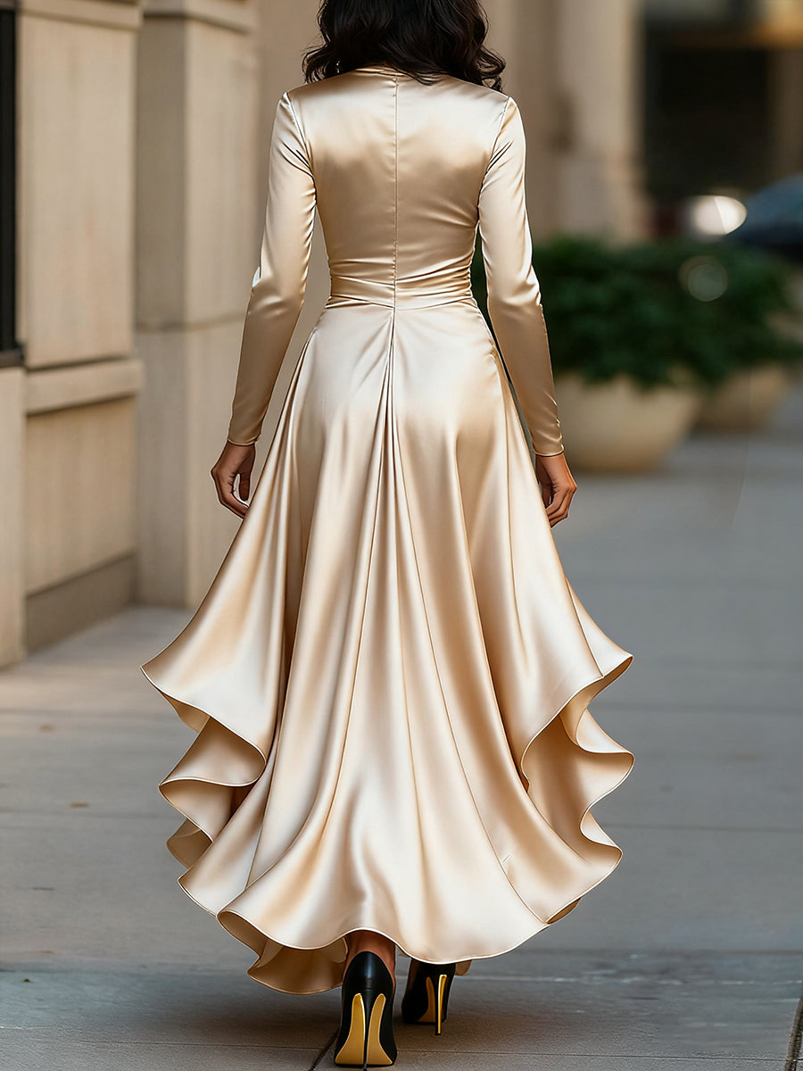 Bina™ | Abito Lungo Elegante in Raso